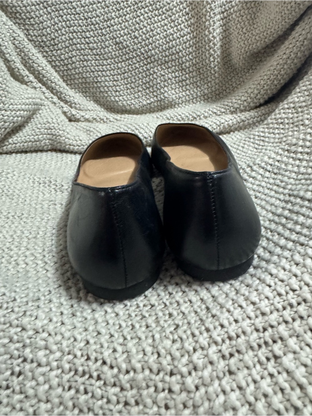 ANTONIO MELANI Black Leather Flats with Silver Textured Toe - Picture 3 of 4